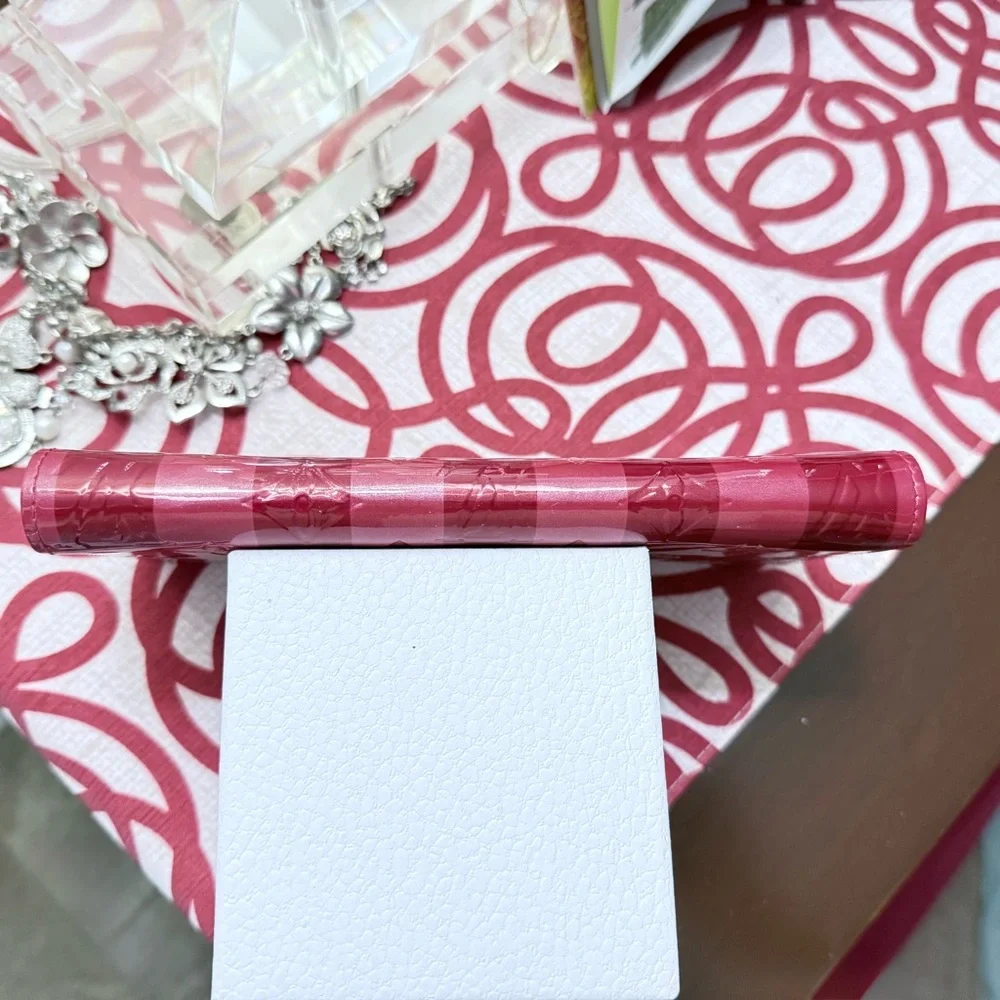 NEW! LOUIS VUITTON Monogram Vernis Rayures Zippy Wallet. Pink & Red Zip Around